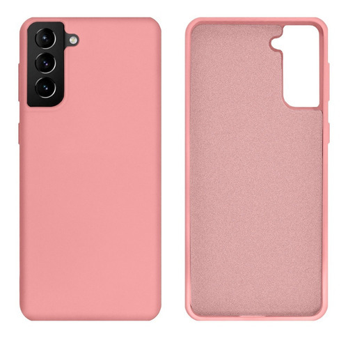 Capinha Compatível Com Galaxy S21 Em Silicone Aveludado Cor Rosa-chiclete