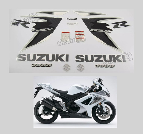 Kit Completo Adesivos Suzuki Gsxr 1000 2008 Branca 10008br