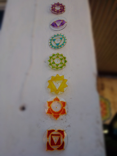 Colgante 7 Chakras Mandalas En Vidrio Reiki Yoga