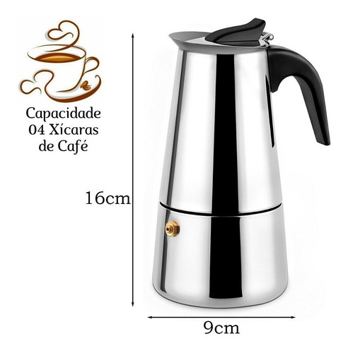 Cafeteira Ke Home 4 xícaras manual aço inoxidável italiana