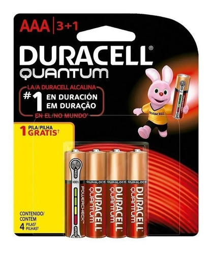 Imagem 1 de 5 de Cartela C/4 Pilha Quantum Duracell Aaa Alcalina