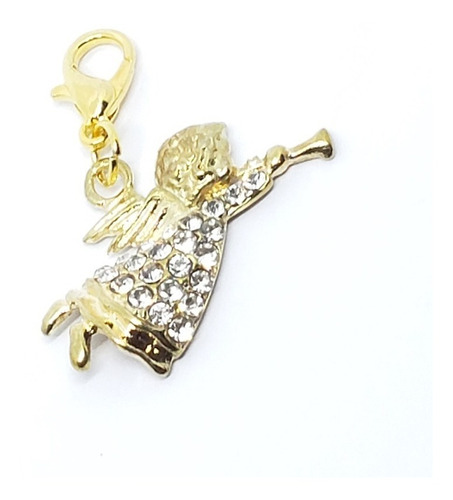 Charm De Angel Dorado Con Cristales Ch9 Para Pulsera