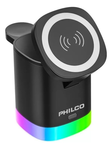 Cargador Magnético Inalámbrico Estación 3 en 1 Philco PMA5304 15w Color Negro Luces LED