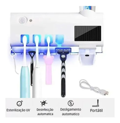 Soporte dispensador automático de pasta de dientes con esterilizador UV