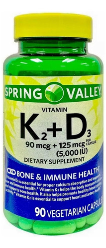 Vitamina K2 + D3 (90 Cápsulas Veganas) Spring Valley Sabor Sin sabor