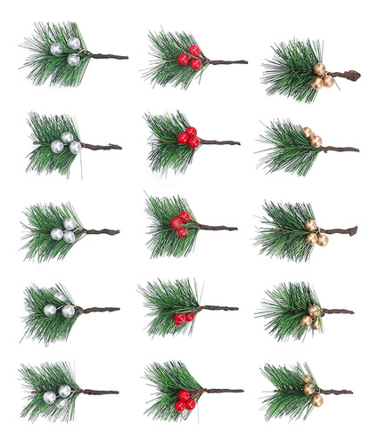 Agujas De Pino Holly Berries, 15 Unidades, Artificiales, Col