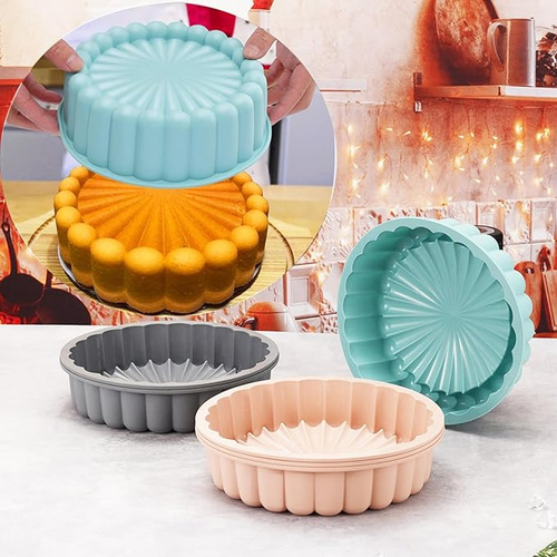 Molde De Silicón Redondo Diseño Solar Antiadherente Para Pan, Gelatinas Y Pasteles 2 Pzs