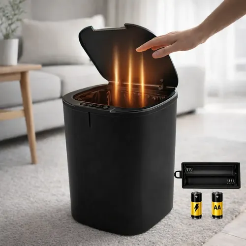 Lixeira Inteligente 16l Sensor Automático Tampa Touch Casa Preto