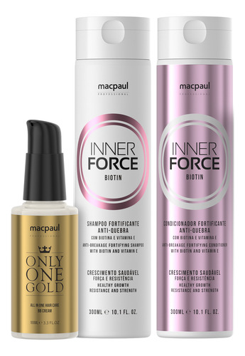 Kit Crescimento Intensivo Inner Force Biotin Com Leave-in