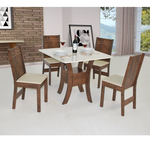 Conjunto Mesa Quadrada Amanda Com 4 Cadeiras Elane Giwt