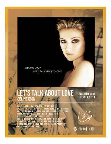 Poster Celine Dion Talk About Love Music Firma 120x80