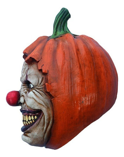 Máscara De Calabaza Poseída Maléfica Disfraz Halloween Miedo Color Naranja Oscuro