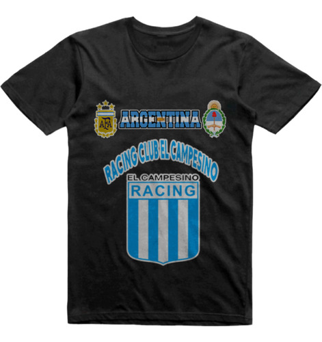 Remera Algodon Negra Racing Club El Campesino Ocampo