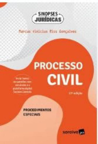 Processo Civil Procedimentos Especiais, De Rios, Gonçalves. Sinopses Jurídicas Editorial Saraiva Jur, Capa Mole, Edição 2024-01-01 00:00:00 Em Português