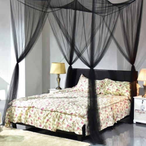 4 Post Bed Canopy Quatro Canto Mosquito Rede Preta