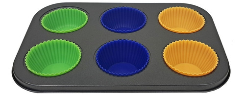 Set Molde Muffin Cupcake X6 + Pirotines Silicona - Sheshu