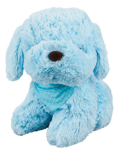 Cachorro Pleúcia Azul Sentado Bandana Pescoço 22cm