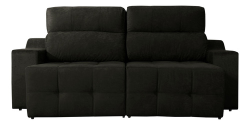 Sofá 3 Lugares Connect Plus Retrátil E Reclinável Suede Amassado Cor Preto