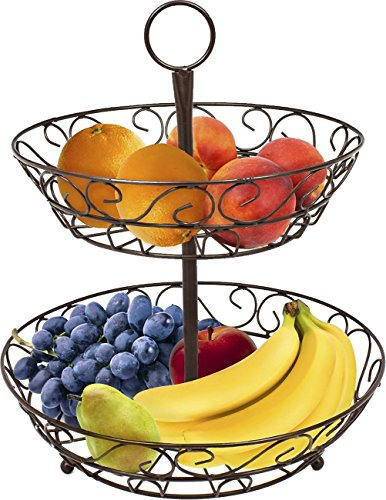 2-tier Encimera Cesta De Frutas Holder & Bowl Decorativo Sop