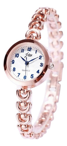 Reloj Femenino Elegante Casual Moderno En Rosado Y Plateado