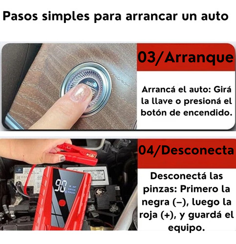 Arrancador De Batería Auto Usb 26000mah Power Bank Linterna