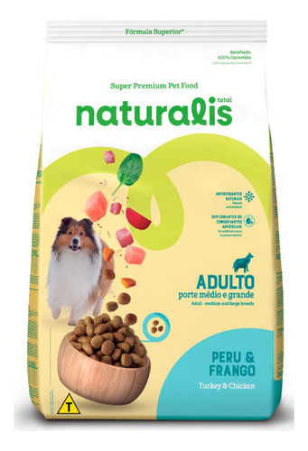Ração Naturalis Cães Adultos Médios Frango E Peru 12kg