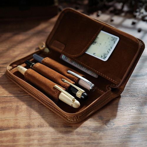 Crazy Horse Estuche Para Lápices Estuche Para Marrón
