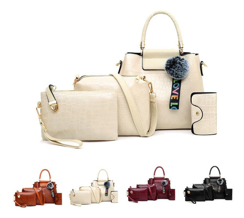 Set 4 Bolsos Modernos Mujer Señora Hombro De Alta Calidad