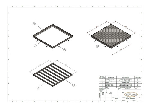 Tapa Camara Ch. Antideslizante 60 X 60cm Galvanizada Ed-tp600g