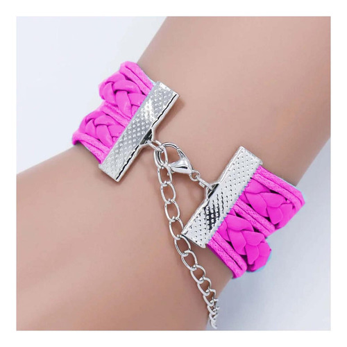 Unicornios Pulseras Tipo Artesanal, Mxubr-004, 4pzas, Rosa M Color Rosa mexicano Diámetro 7 cm Largo 15.5 cm