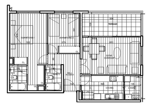 Departamento 2 Dormitorios 2 Baños, 1 Estacionamiento, 1 Bod