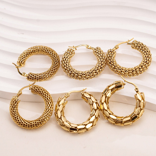 3 Pares Aretes Para Mujer Oro 14k Set Arracadas Moda.