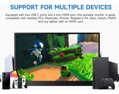 Ayy Monitor Portátil De 15 Pulgadas - 1080p Full Hd, Pantall
