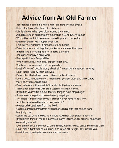  Consejo De Un Antiguo Agricultor  -funny Citas Inspiradoras