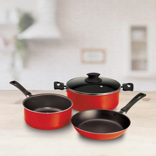 Batería Cocina Set De Ollas Sartén Antiadherente 3 Piezas