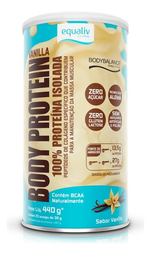 Body Protein Equaliv (440g) Whey - Sabor: Baunilha Baunilha