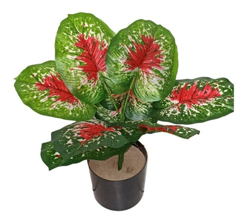 Ramo Caladio Rojo 9 Hojas 35 Cm Plantas Artificiales 