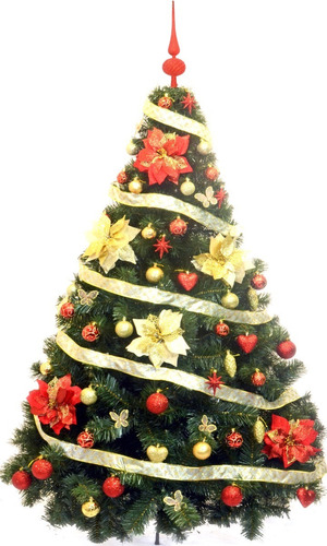 Imagen 1 de 7 de Árbol De Navidad Premium 1,80 + Kit Rojo/oro . El Mejor!!!