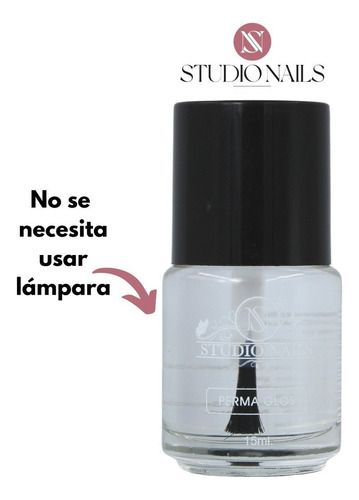 Esmalte Brillante Para Uñas. Permagloss 15ml. Studio Nails Color Transparente