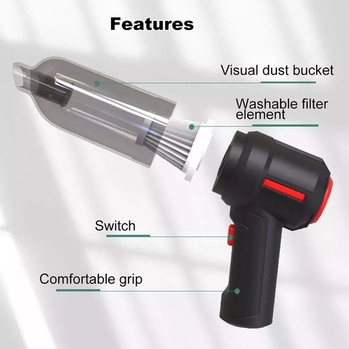 Aspiradora De Coche Inalámbrica De Mano 4 En 1 De 120 W