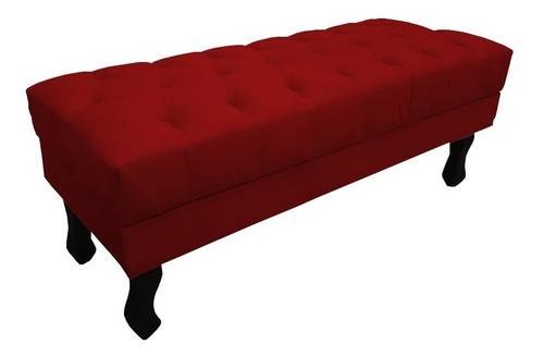 Recamier Baú Luis Xv Capitonê 1,00m Suede Vermelho