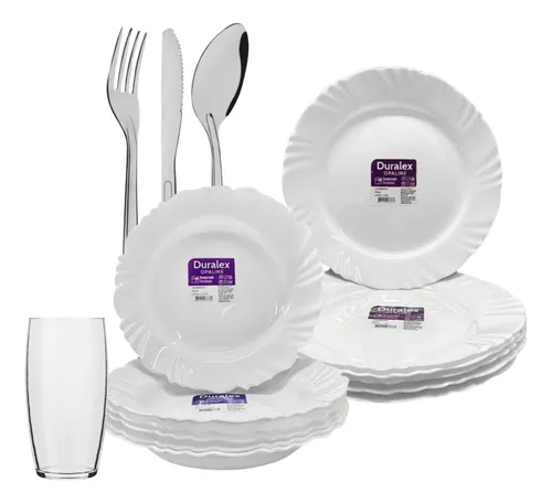 comprar Aparelho Jantar 36 Peças Prato Vidro Pétala Copo Oca Talher