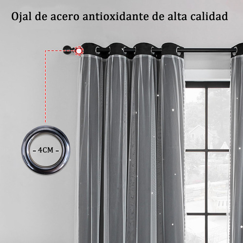 Y 2pzs Cortinas Black Out Decorativas Con Estrellas