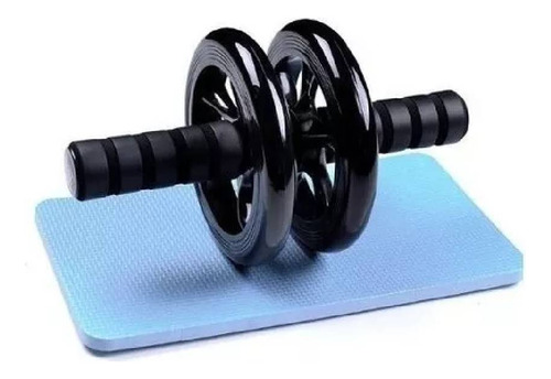 Rueda Para Abdominales Doble + Mini Alfombra Fit Addict Color Negro