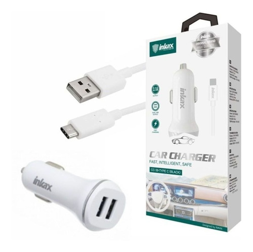 Cargador Para Auto Inkax 3.1a 2 Puertos Usb C/cable Tipo C