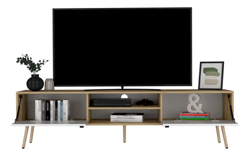 Rack Para Tv 75'' 180 X 48 Huna Rta Macadamia Blanco Color Macadamia/blanco