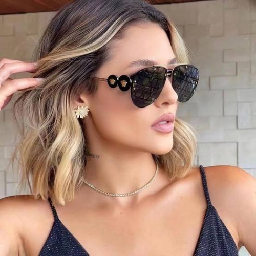 Lentes De Sol Versace Originales Unisex Clásico Negro Negro Negro Dorado (Usado)