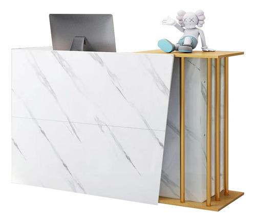 Escritorio Minimalista De Recepción Con Cajãón Para Oficina Marble