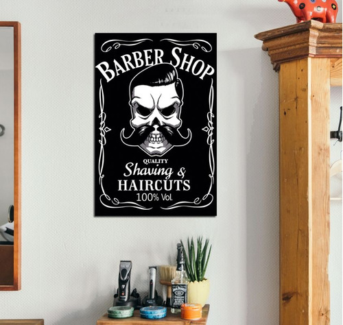 Cuadro 20x30cm Barberia Barber Shop Skull Calavera Shaves
