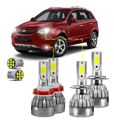 Kit Ultra Led Gm Captiva 2008/2014 22000lm 6500k Alto/milha